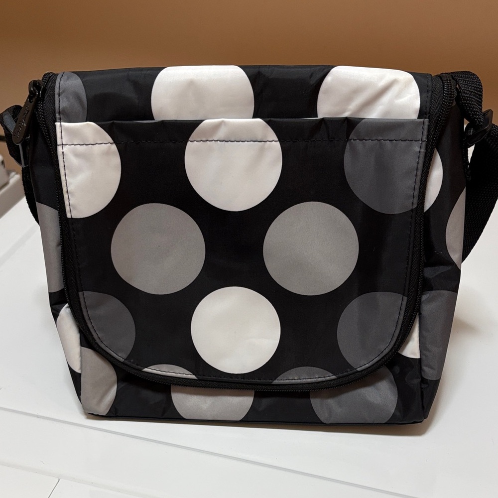 Thirty-One Black and Gray Polka Dot Cooler Bag